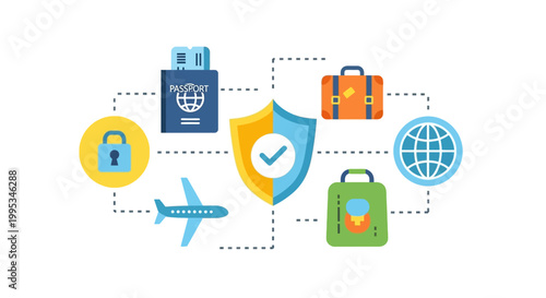 Travel security and safety icons.