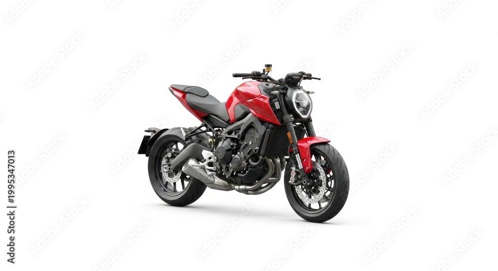 Fototapeta premium A sleek, red and black motorcycle with a low seat and forward-leaning stance