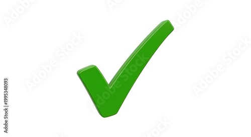 A large green checkmark on a white background