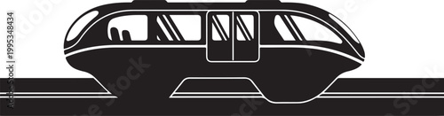 Monorail, futuristic train, transportation icon, vector illustration