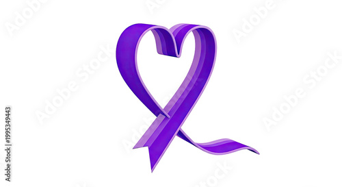 Purple Ribbon Heart Shape