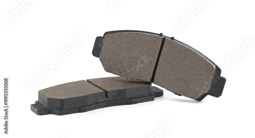 Automotive brake pads, essential components for vehicle safety and performance, isolated on white