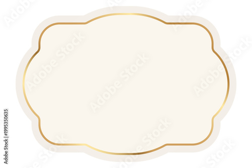 Elegant gold vintage label frame for luxury badge and sticker design. Ramadan badge template. Islamic vector design element with ornamental golden pattern frame