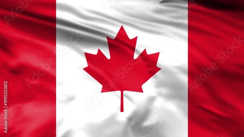 canada national flag waving animation, canadian flag waving in wind with alpha channel overlay.