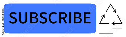 Digital marketing, subscriptions, user engagement, branding, sustainability, and eco-friendly messaging. Blue subscribe button paired with a recycle icon. Digital marketing and subscriptions theme