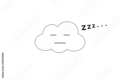 昼寝中の白い雲のイラスト