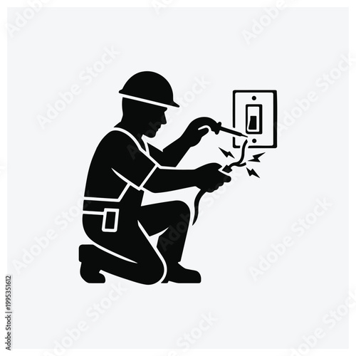 Electrician testing an electrical outlet with a voltage meter.
