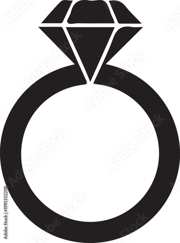 Diamond engagement ring icon, diamond wedding ring
