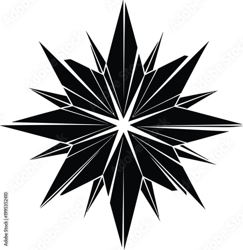 Black Starburst Shape on White Background