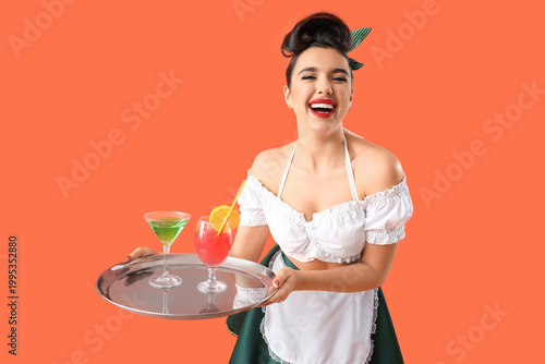 Young pin-up waitress with ...