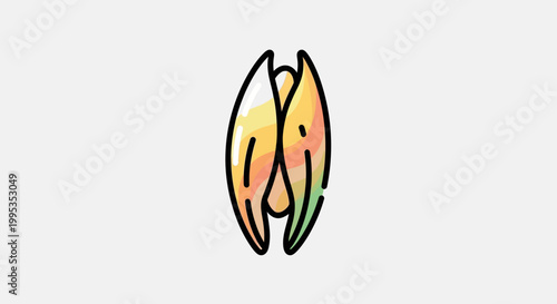 Stylized bivalve illustration with vibrant gradient colors minimalist cartoon marine life artwork