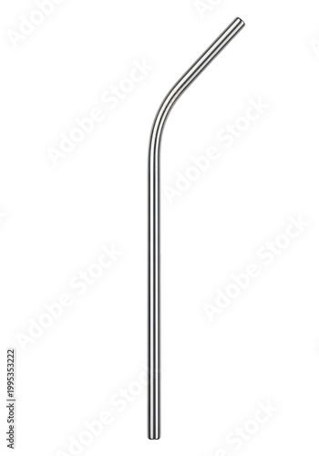 Metal drinking straw close up view.