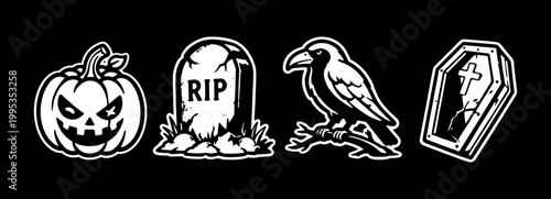 Collection of icons for the celebration of Halloween