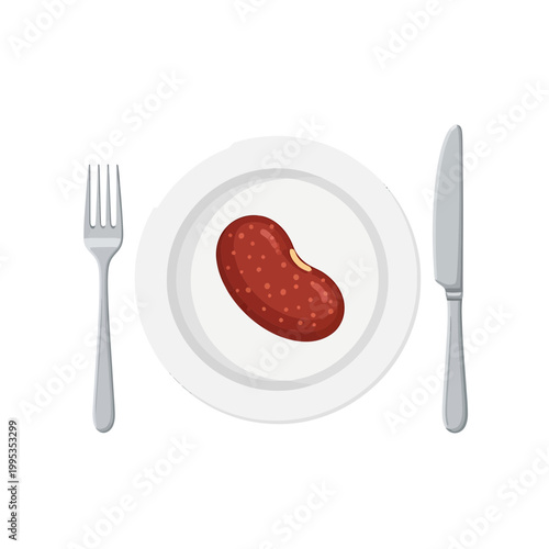 Minimalist Diet Concept Illustration of Bean on Plate