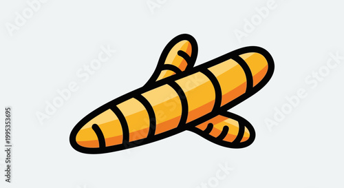 Vibrant stylized illustration of golden turmeric roots a popular spice and medicinal herb