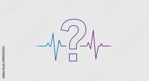 Uncertainty in medical diagnostics represented by a vibrant gradient heartbeat and question mark