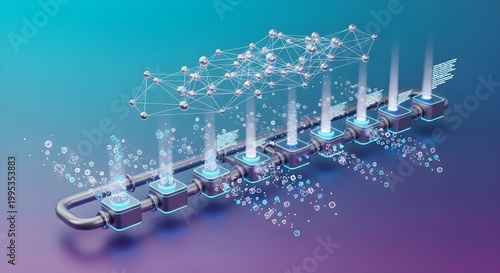Dynamic 3D pipeline showing knowledge graph construction