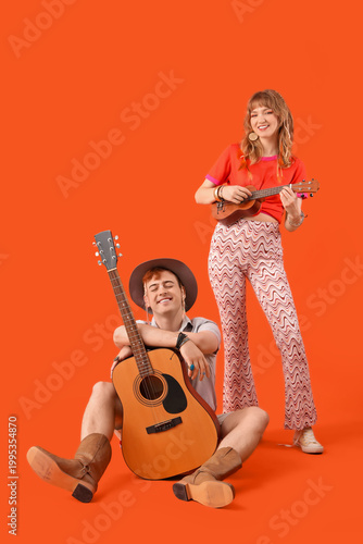 Couple of hippies playing g...