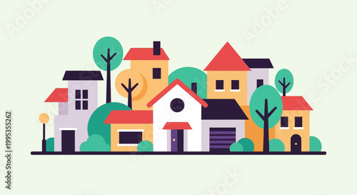 Colorful houses in a row.