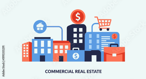 Schilderij op canvas Commercial real estate business buildings.
