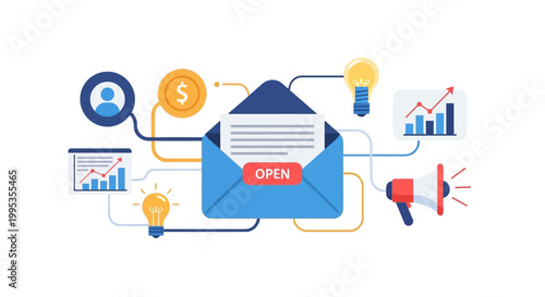 Email Marketing Communication Concept Icon.