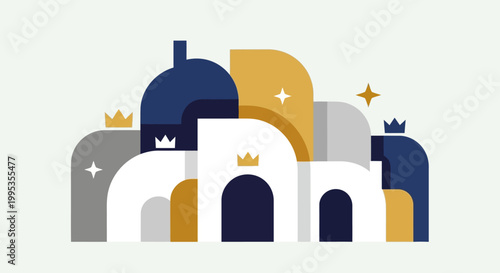 Graphic illustration of abstract shapes.