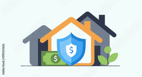 House with shield and money protection.
