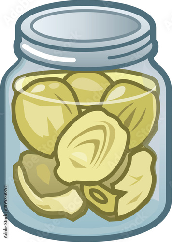 Artichoke Hearts in Jar Icon - Cartoon Preserved Vegetable Vector Illustration