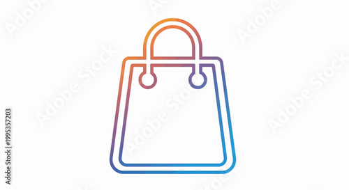 Vibrant Gradient Line Art Shopping Bag Icon for Modern E-commerce and Retail Designs