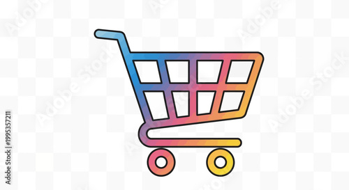 Vibrant gradient shopping cart icon representing online retail and e-commerce services and