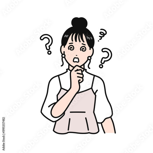 目を回すまとめ髪の若い女性のシンプルなベクターイラスト素材