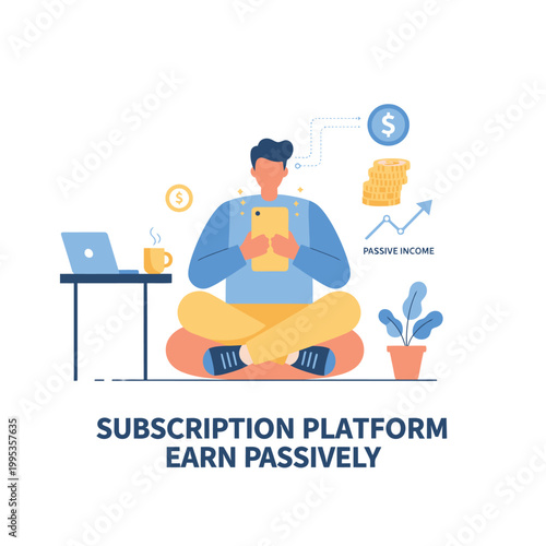 Young professional using tablet for passive income.