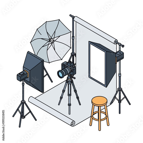 Camera equipment for photography studio setup.