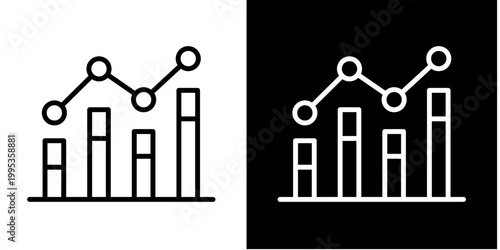Data Growth Chart Icon Set White Style Collection