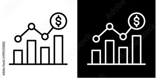 Financial Bar Chart Icon Set White Style Collection