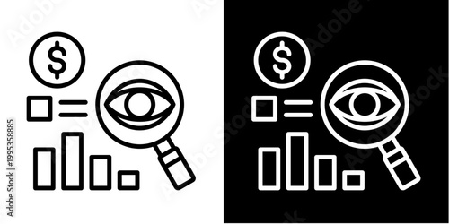 Market Analysis Icon Set White Style Collection