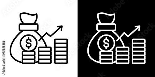 Profit Increase Icon Set White Style Collection