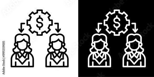 Team Funding Icon Set White Style Collection