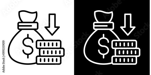 Savings Money Icon Set White Style Collection