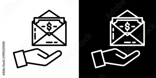 Money Message Icon Set White Style Collection