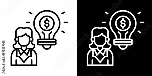 Business Idea Icon Set White Style Collection