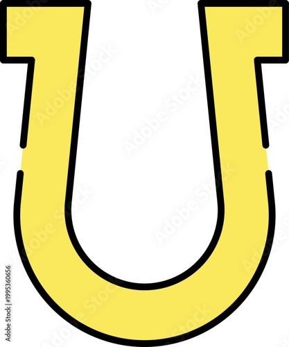 Golden horseshoe illustration with a clean and simple design, symbolizing luck and good fortune for any project