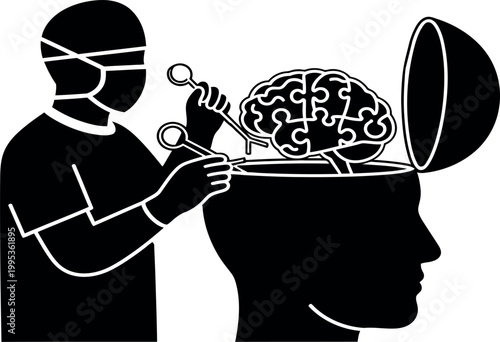 Brain surgery illustration a symbolic representation of mental intervention