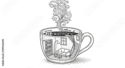 Premium Coffee Cup Living Space Graphic 