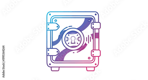 Secure digital safe icon with vibrant gradient colors symbolizing data protection and privacy