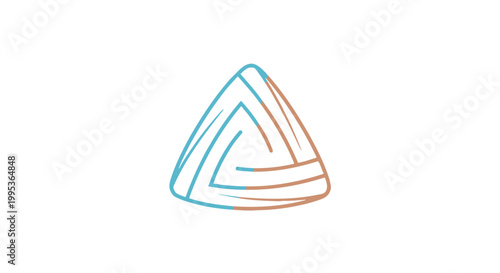 Modern abstract triangular logo design featuring interlocking lines in teal and brown on a white