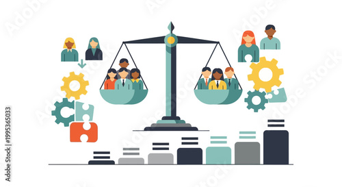 Business people on balance scale.