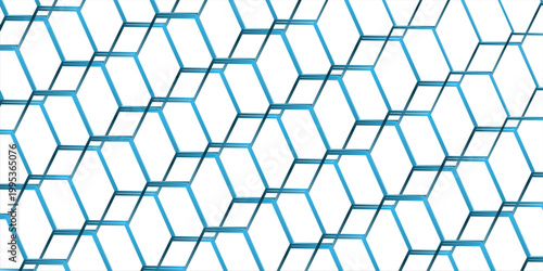 White 3d hexagonal technology vector abstract background. Blue bright energy flashes under hexagon in modern technology futuristic background vector illustration. White honeycomb texture grid.