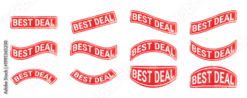 best deal rubber stamp text design with grunge texture red promotional label