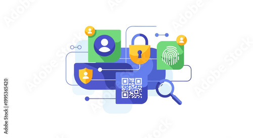 Digital security and data protection icons.